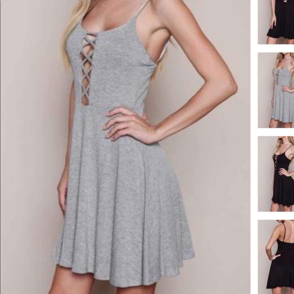 Cross cut front tank dress